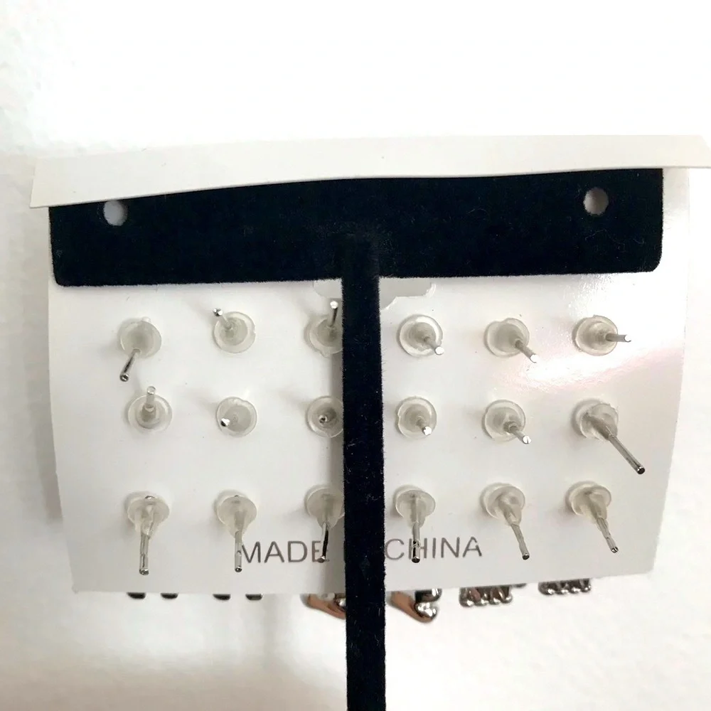 Silver Tone Fashion Earrings - Set of 9 - New with Tag